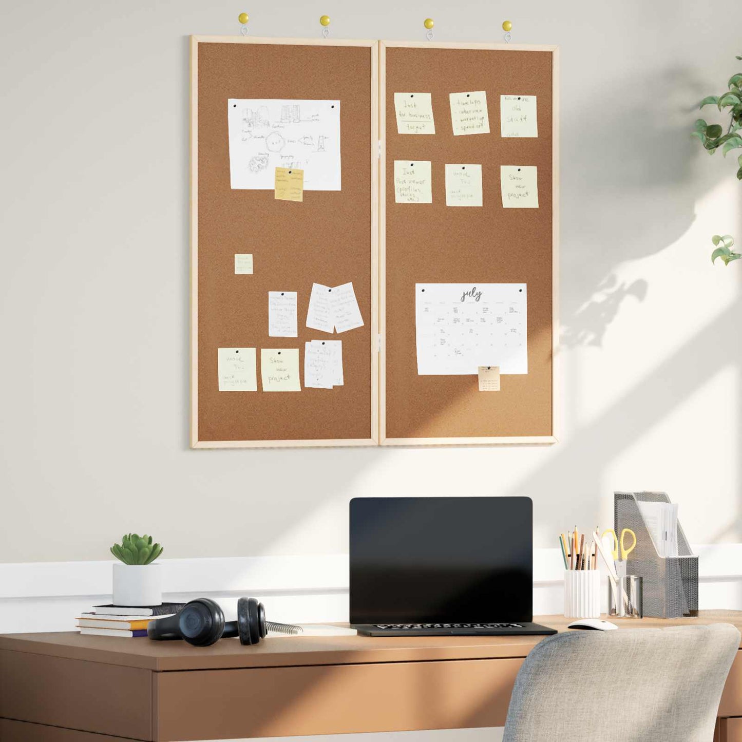 Bulletin Board 80 x 80 x 1.4 cm Solid pine wood Brown Foldable