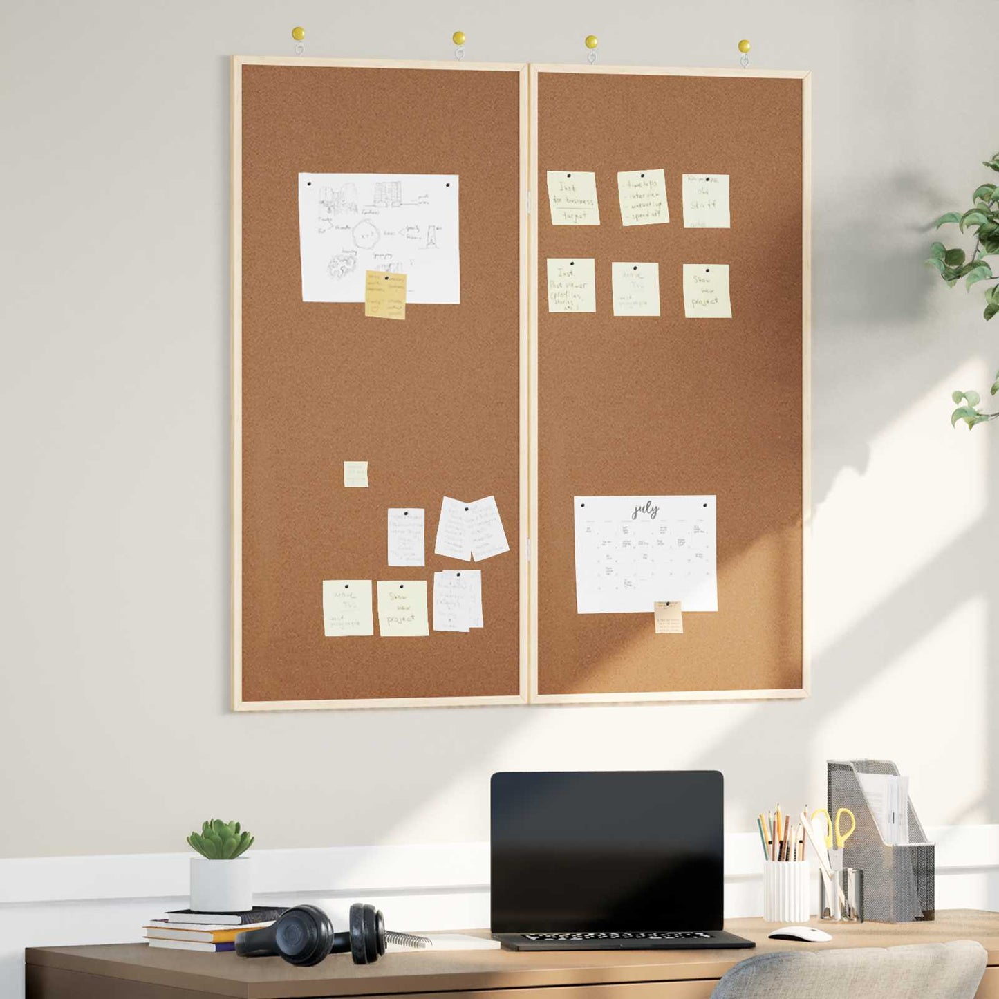 Bulletin Board 100 x 100 x 1.4 cm Solid pine wood Brown
