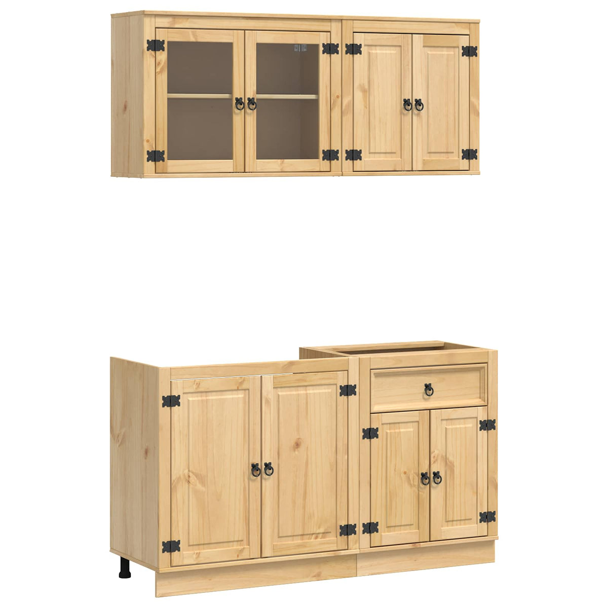 Cabinet SKI 4 pcs Honey Brown Solid Pine Wood