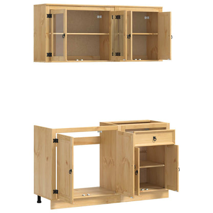 Cabinet SKI 4 pcs Honey Brown Solid Pine Wood