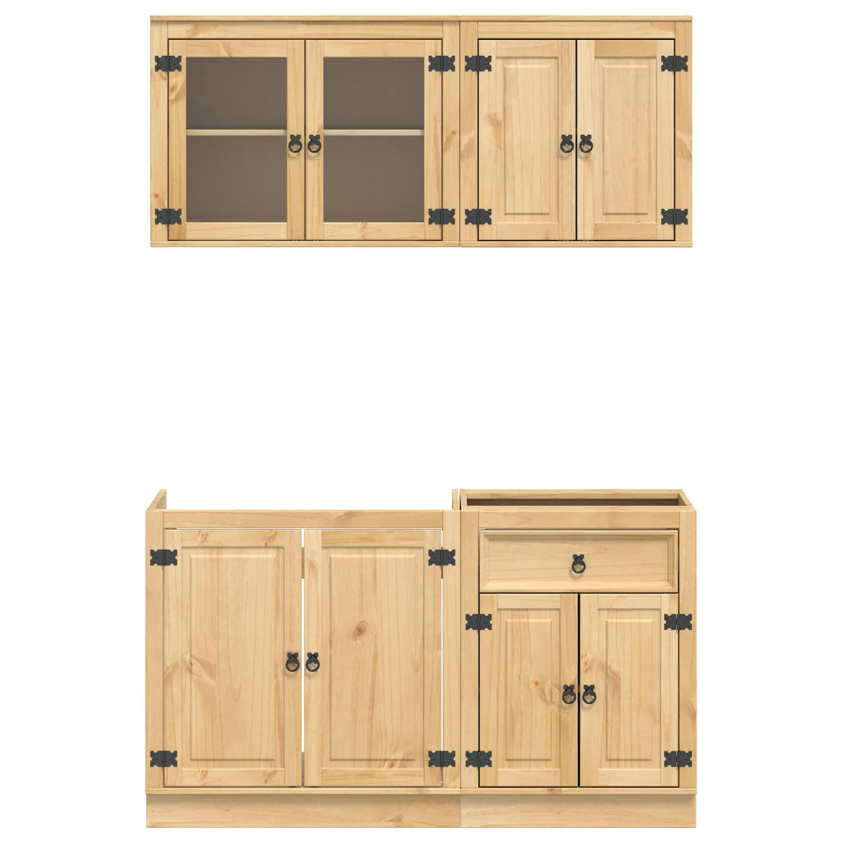 Cabinet SKI 4 pcs Honey Brown Solid Pine Wood