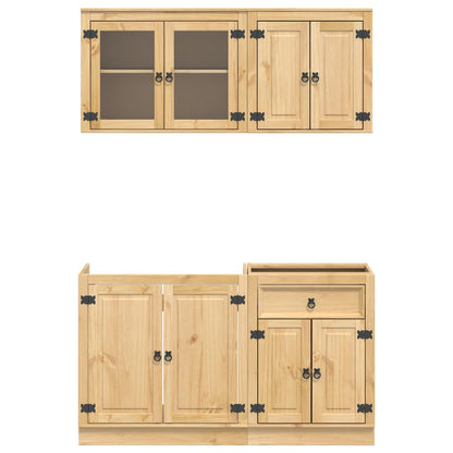 Cabinet SKI 4 pcs Honey Brown Solid Pine Wood