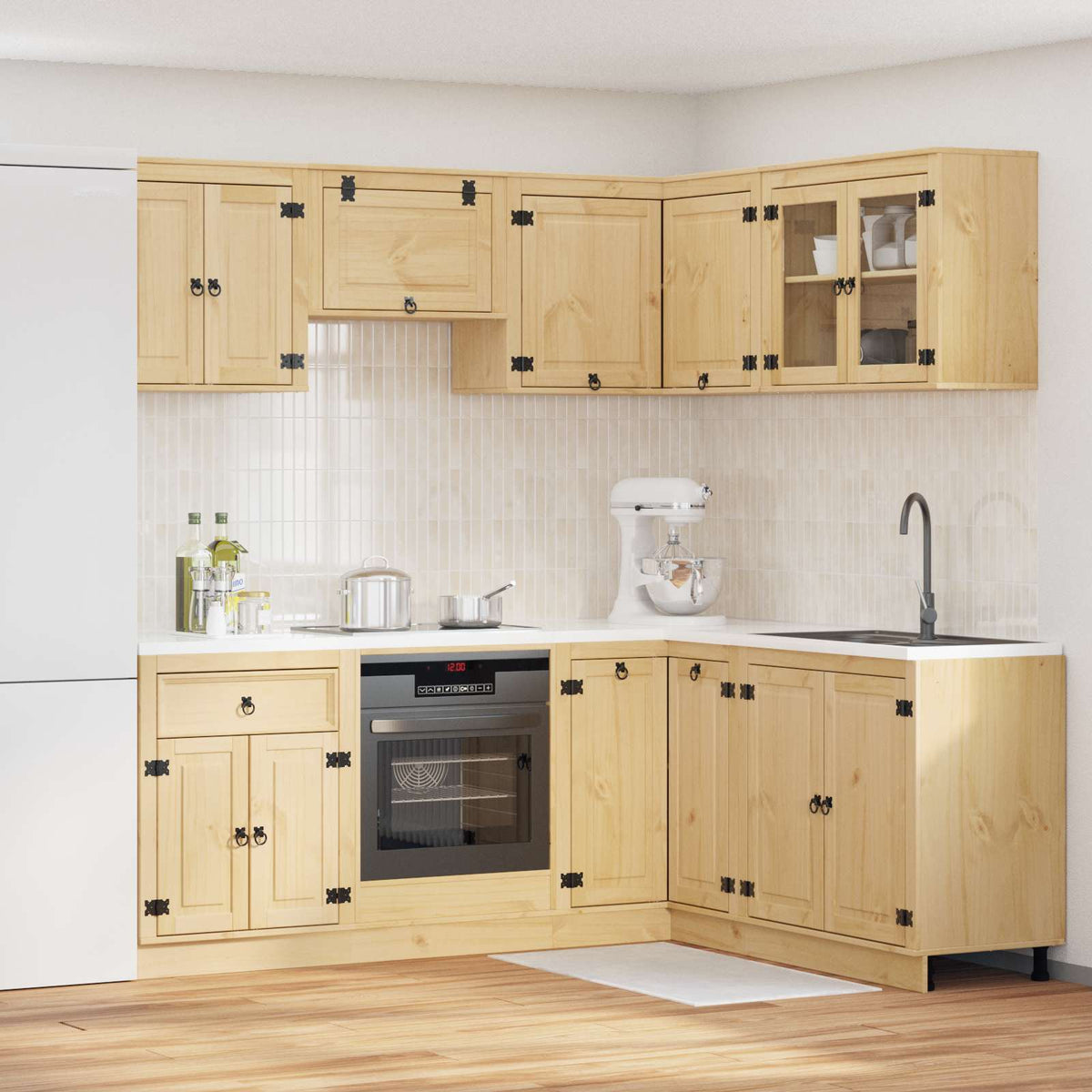 Cabinet SKI 8 pcs Honey Brown Solid Pine Wood
