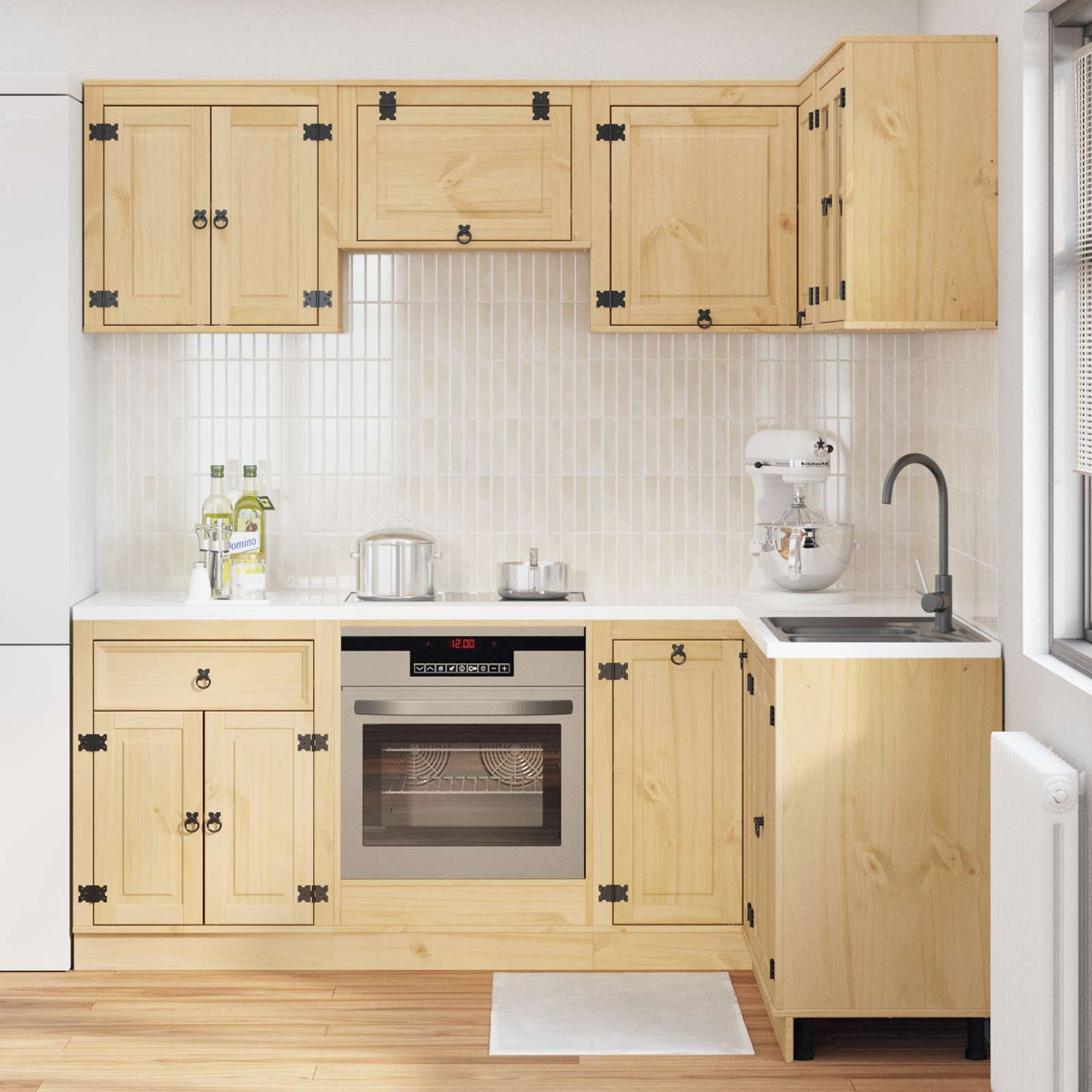 Cabinet SKI 8 pcs Honey Brown Solid Pine Wood