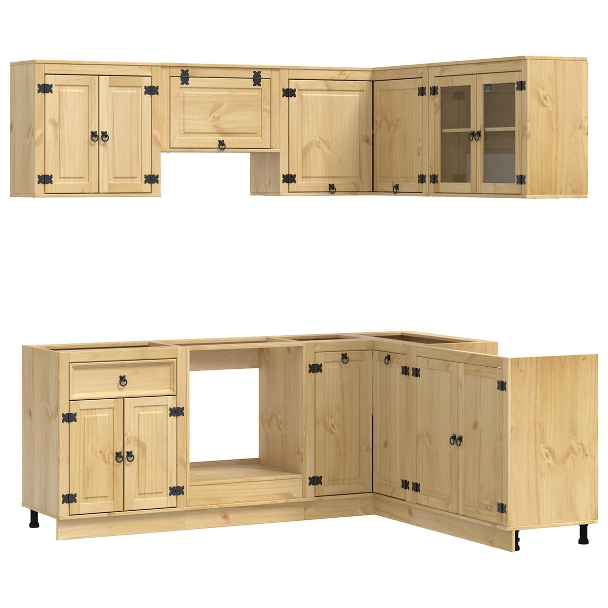 Cabinet SKI 8 pcs Honey Brown Solid Pine Wood