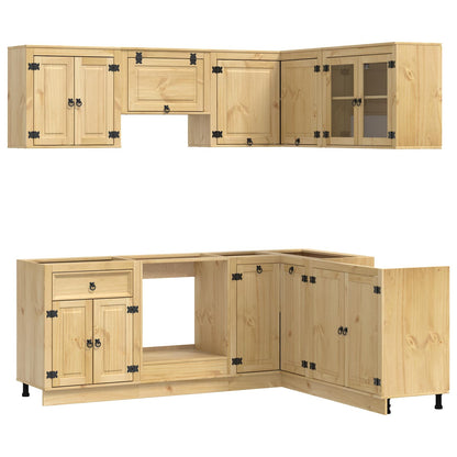 Cabinet SKI 8 pcs Honey Brown Solid Pine Wood
