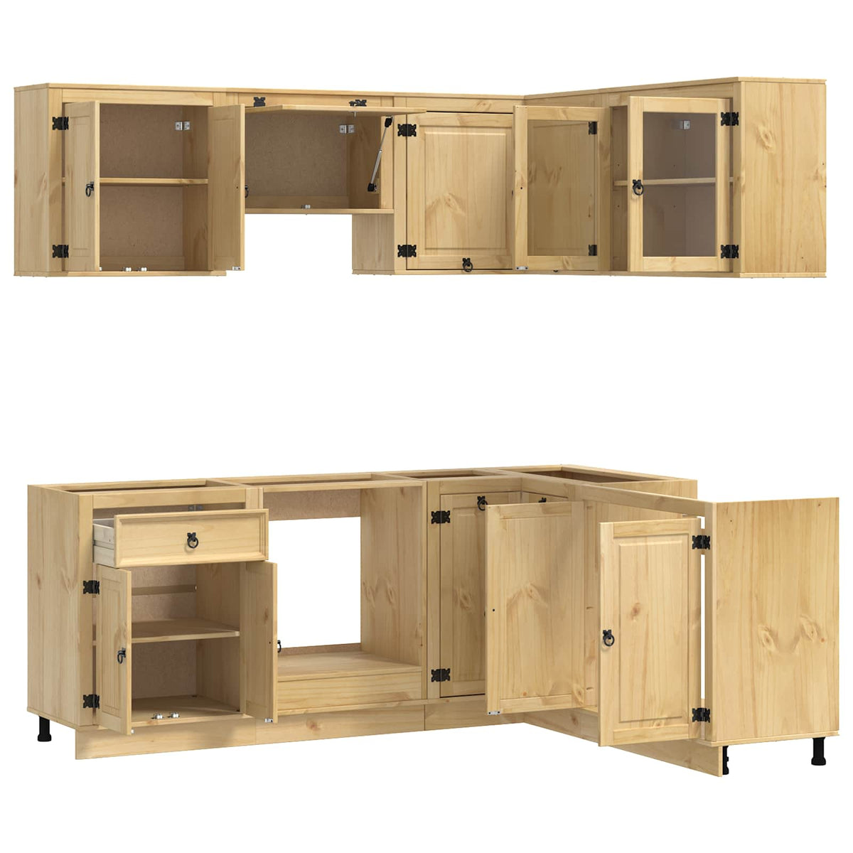 Cabinet SKI 8 pcs Honey Brown Solid Pine Wood