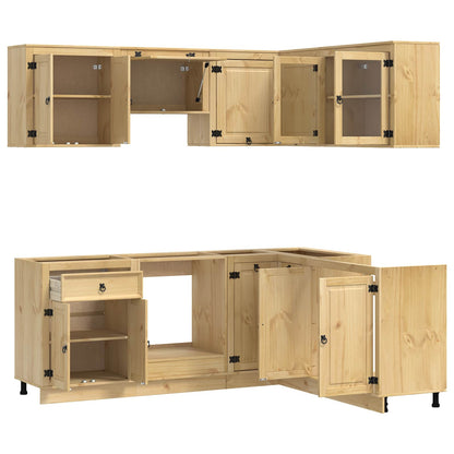 Cabinet SKI 8 pcs Honey Brown Solid Pine Wood