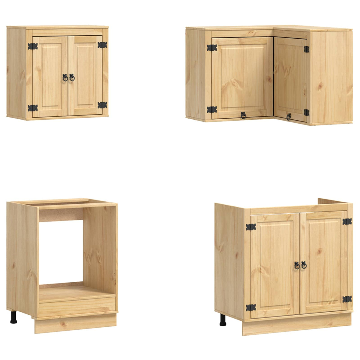 Cabinet SKI 8 pcs Honey Brown Solid Pine Wood