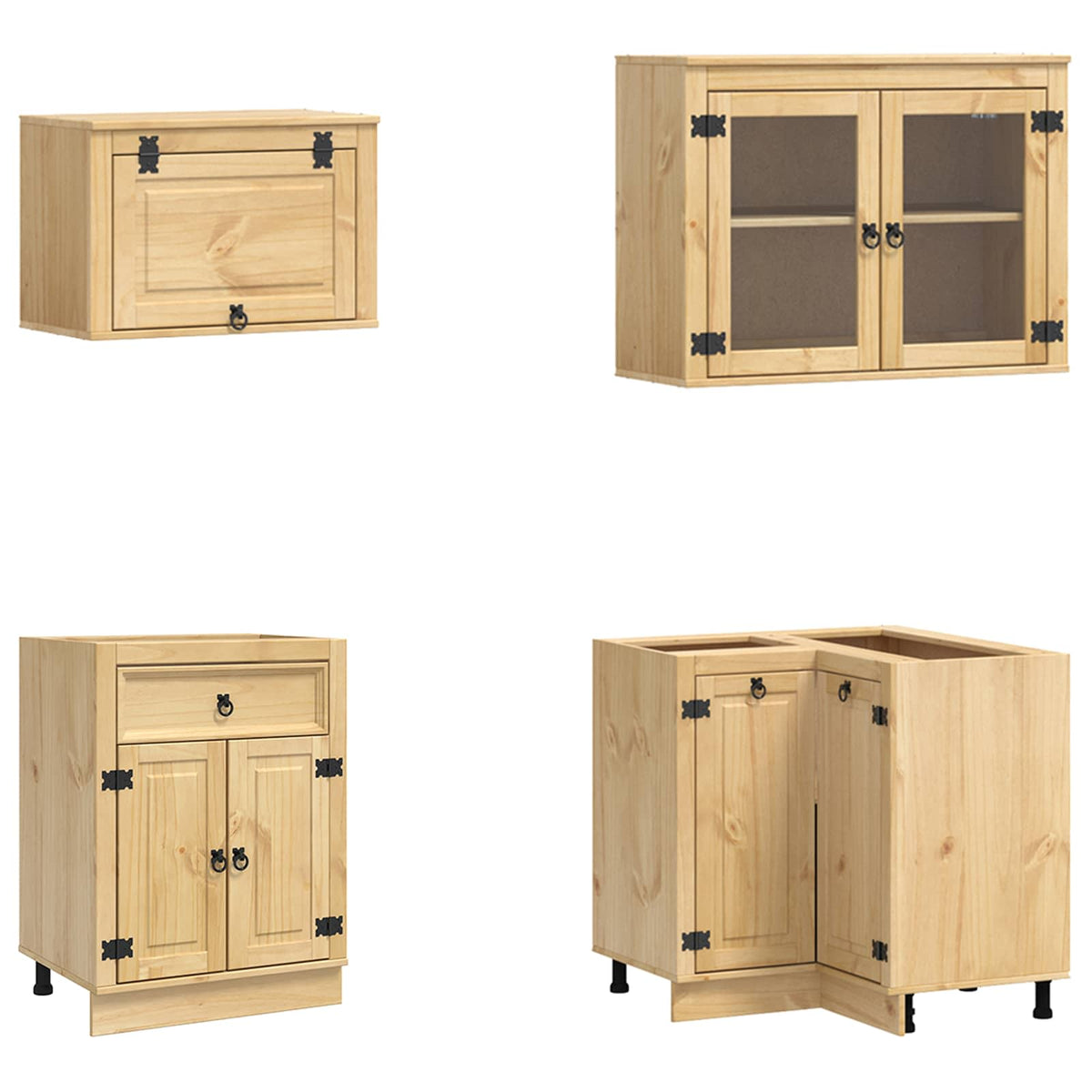 Cabinet SKI 8 pcs Honey Brown Solid Pine Wood