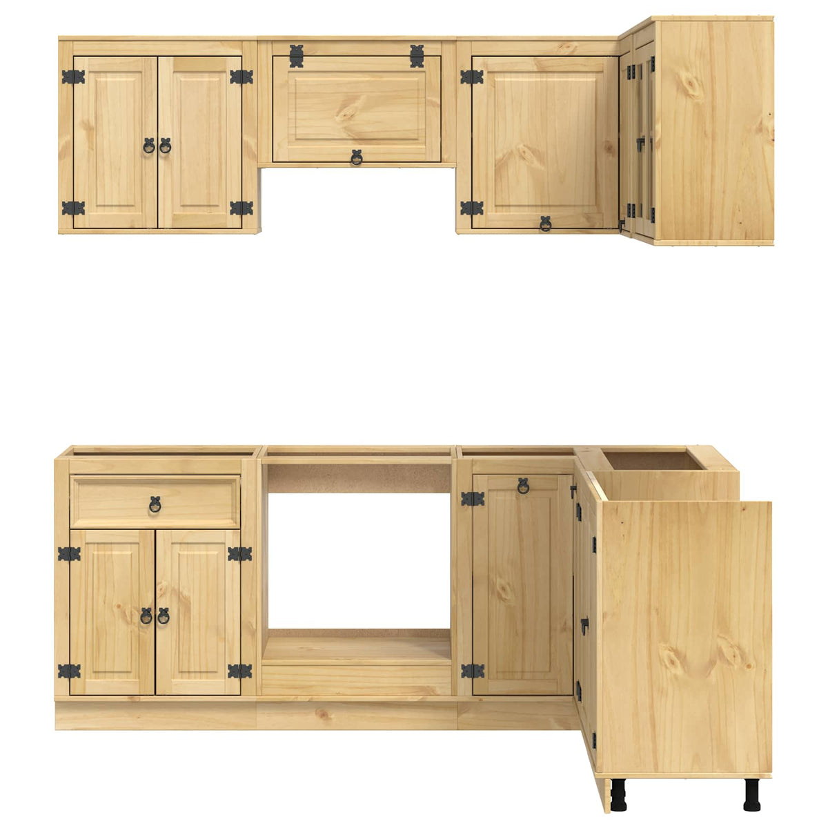 Cabinet SKI 8 pcs Honey Brown Solid Pine Wood