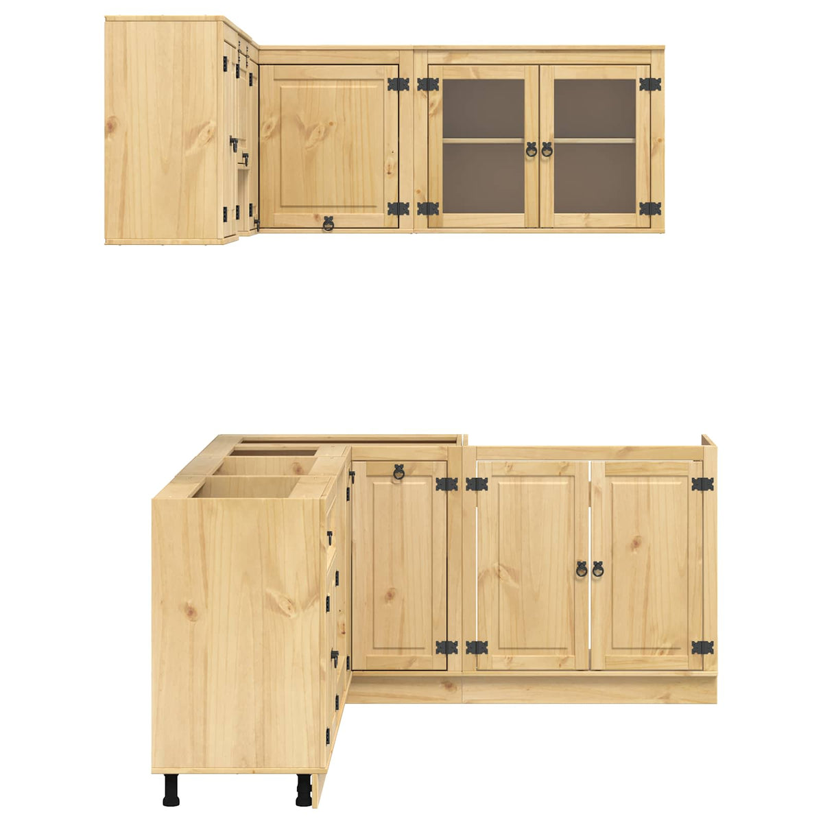 Cabinet SKI 8 pcs Honey Brown Solid Pine Wood