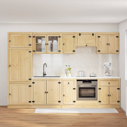 Cabinet SKI 9 pcs Honey Brown Solid Pine Wood