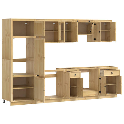 Cabinet SKI 9 pcs Honey Brown Solid Pine Wood