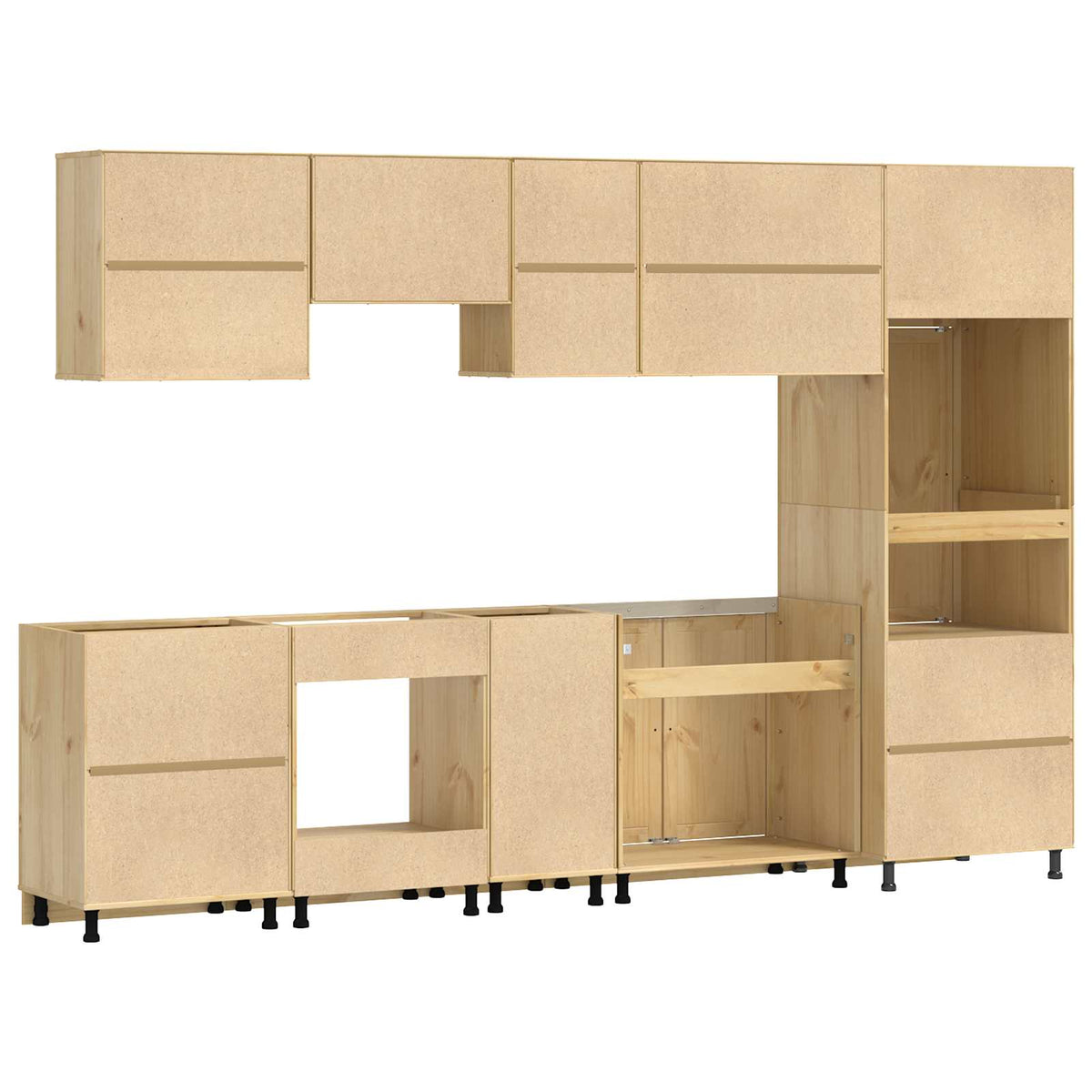 Cabinet SKI 9 pcs Honey Brown Solid Pine Wood