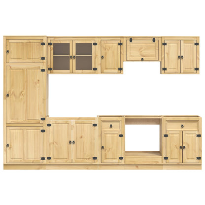 Cabinet SKI 9 pcs Honey Brown Solid Pine Wood