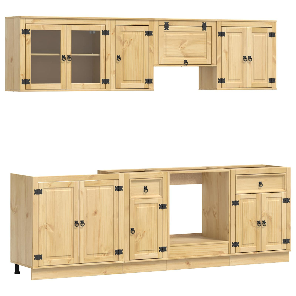 Cabinet SKI 8 pcs Honey Brown Solid Pine Wood