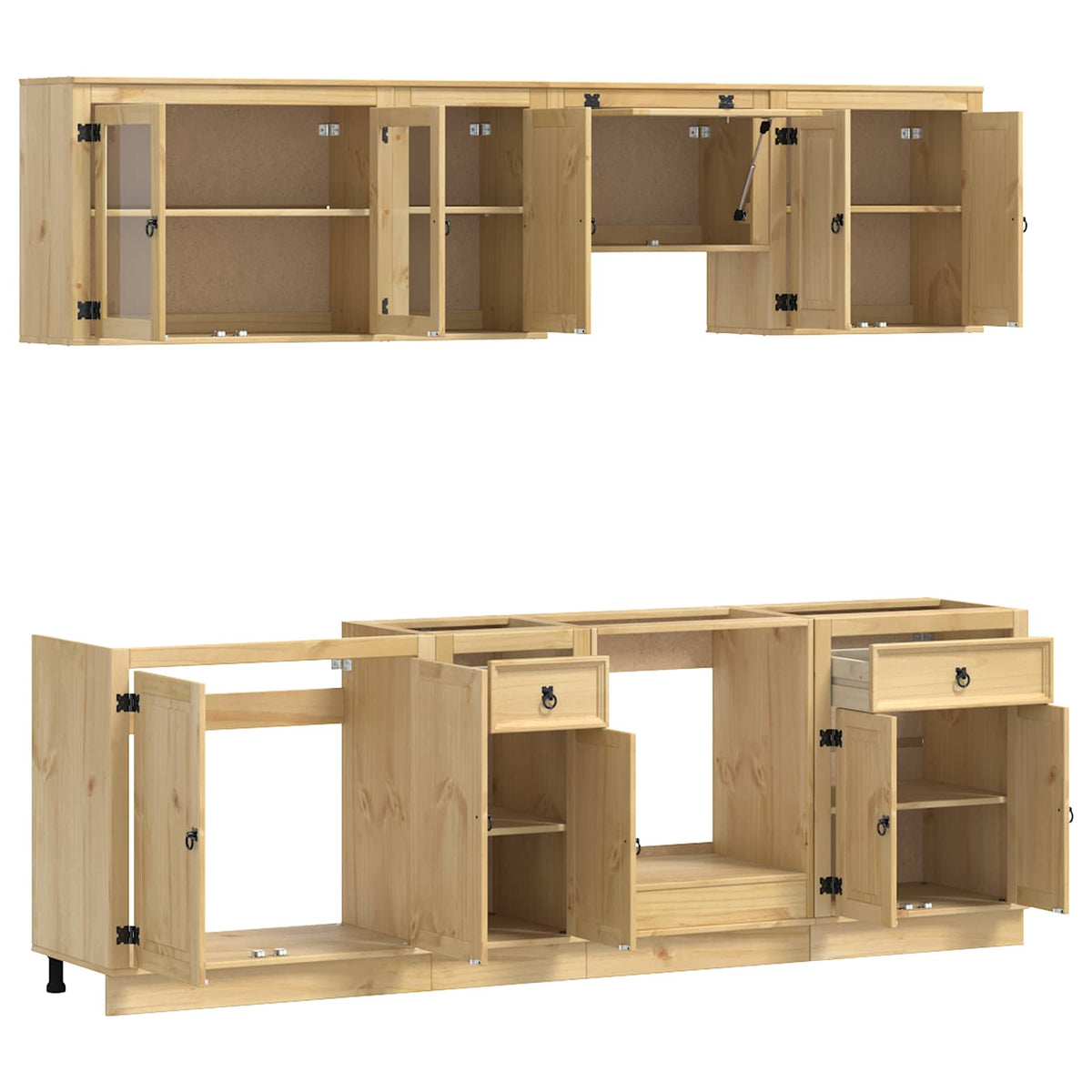 Cabinet SKI 8 pcs Honey Brown Solid Pine Wood