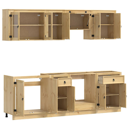 Cabinet SKI 8 pcs Honey Brown Solid Pine Wood