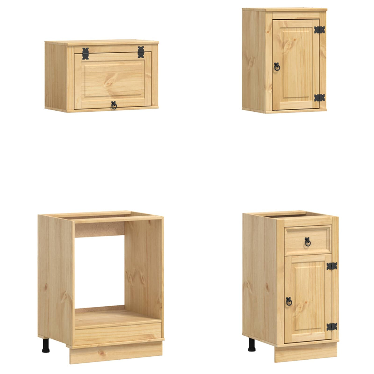 Cabinet SKI 8 pcs Honey Brown Solid Pine Wood