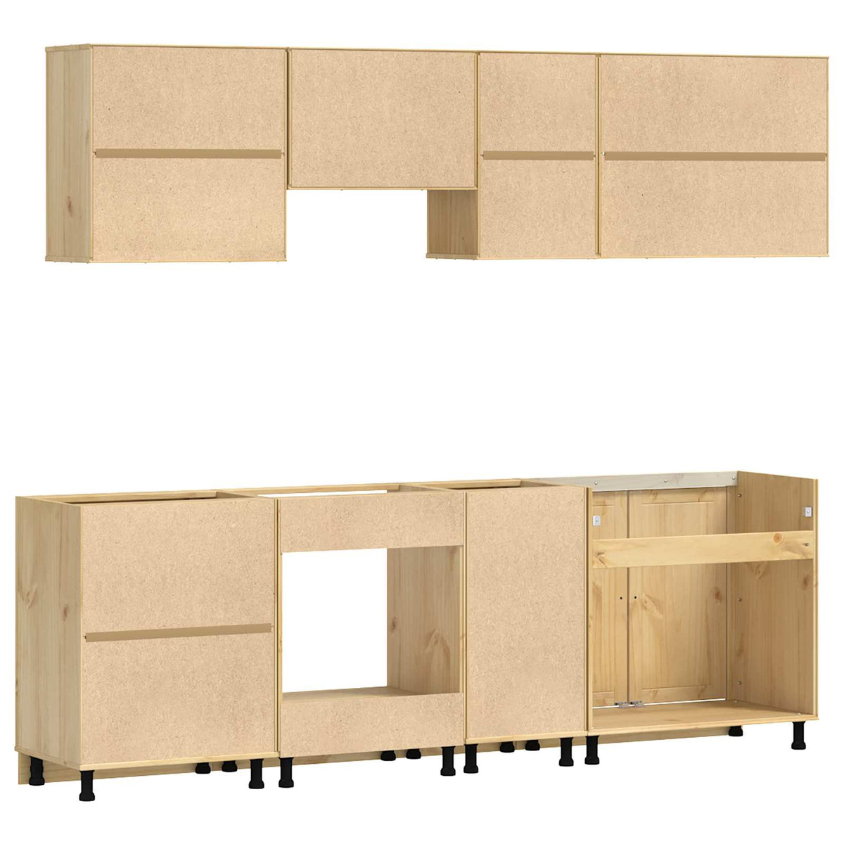 Cabinet SKI 8 pcs Honey Brown Solid Pine Wood