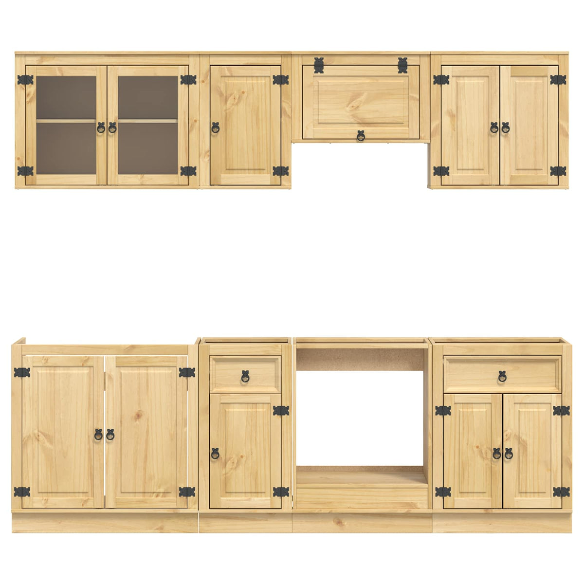 Cabinet SKI 8 pcs Honey Brown Solid Pine Wood