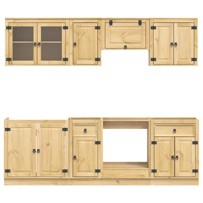 Cabinet SKI 8 pcs Honey Brown Solid Pine Wood