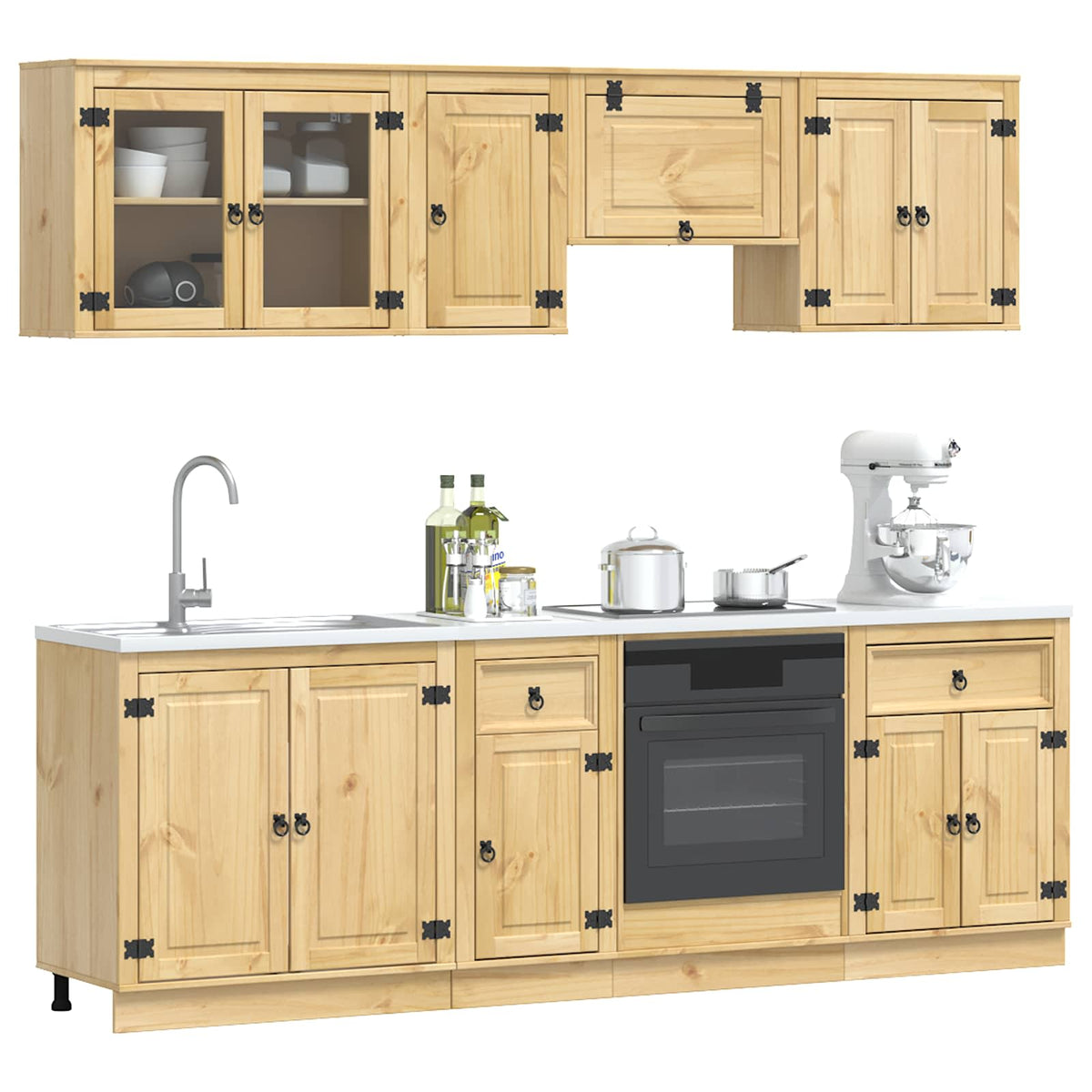 Cabinet SKI 8 pcs Honey Brown Solid Pine Wood