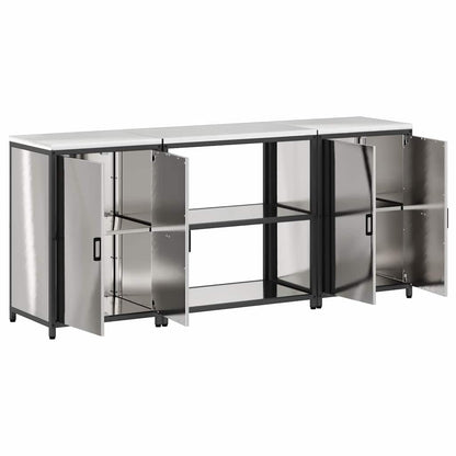 Kitchen Storage Set HATTEM 3 pcs Silver Stainless Steel