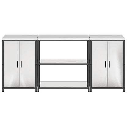 Kitchen Storage Set HATTEM 3 pcs Silver Stainless Steel