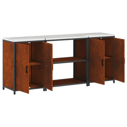 Kitchen Storage Set HATTEM 3 pcs Rusty Steel