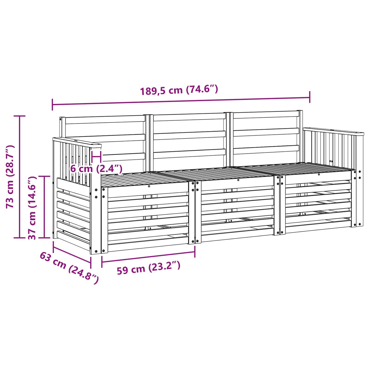 Sofa Sets Solid Acacia Wood