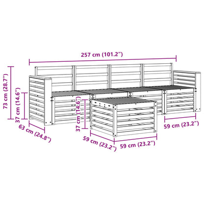 Outdoor Sofa Set 5 pcs White Solid Acacia Wood