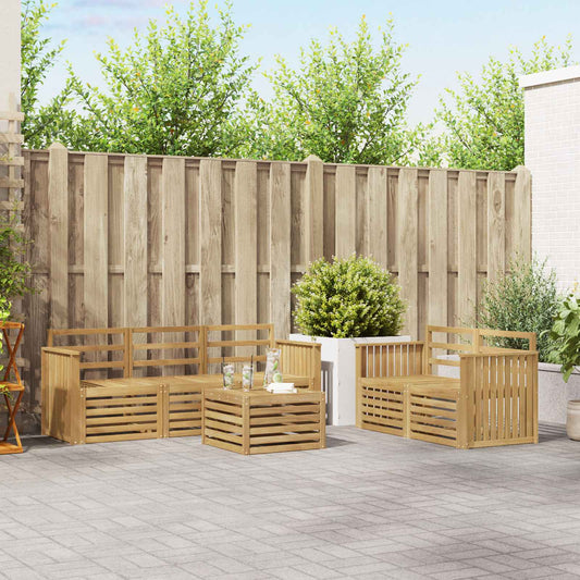 Outdoor Sofa Set 6 pcs White Solid Acacia Wood