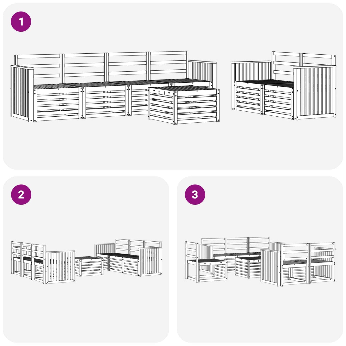 Outdoor Sofa Set 7 pcs White Solid Acacia Wood