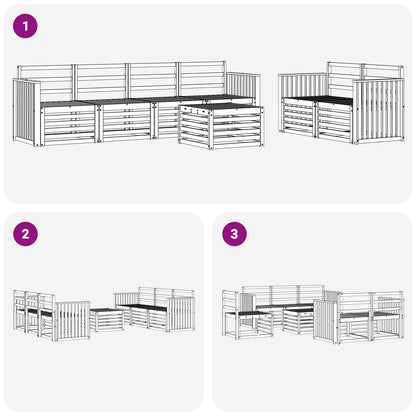 Outdoor Sofa Set 7 pcs White Solid Acacia Wood