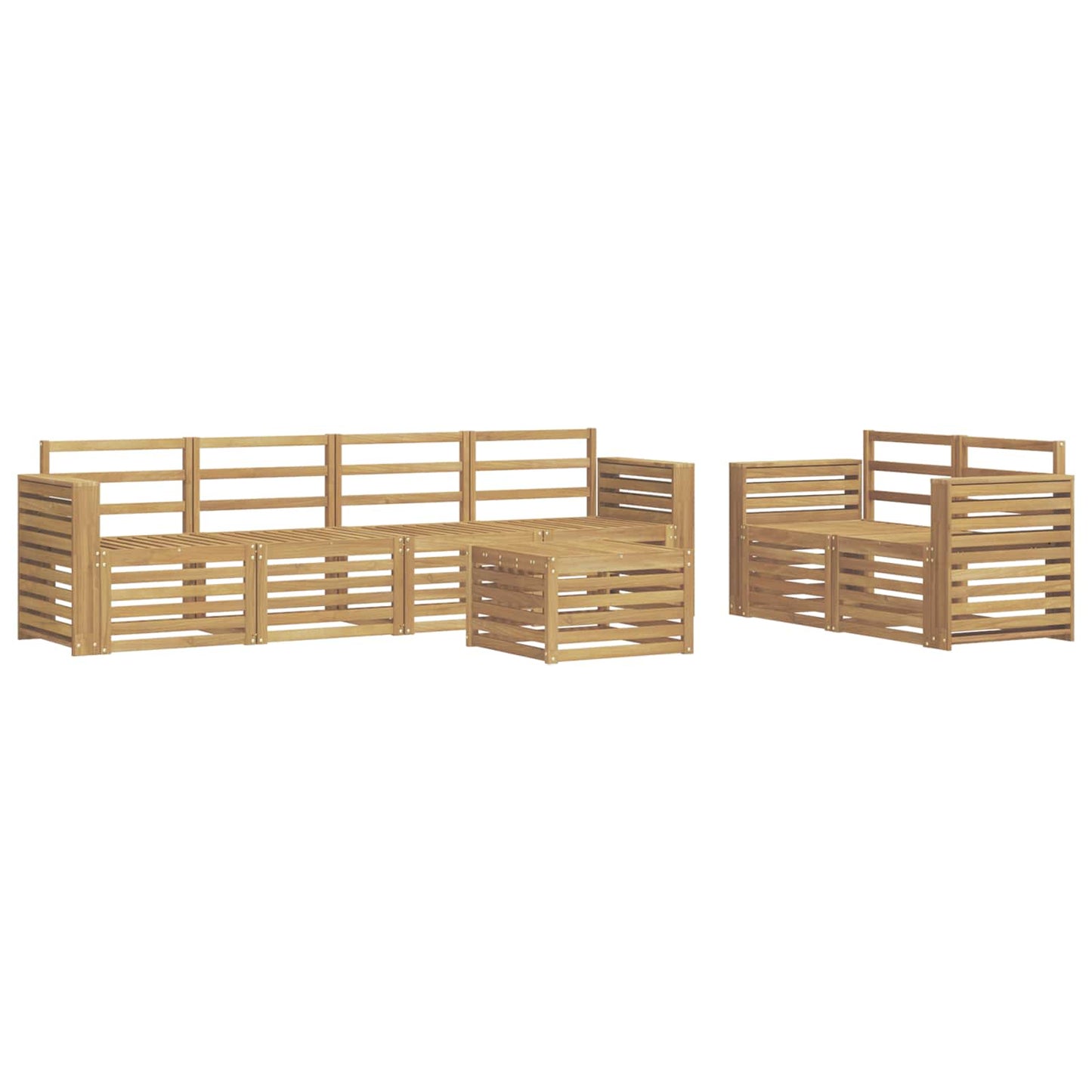 Outdoor Sofa Set 7 pcs White Solid Acacia Wood