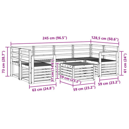 Outdoor Sofa Set 7 pcs White Solid Acacia Wood