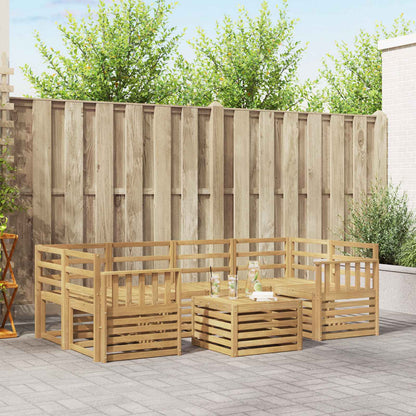 Outdoor Sofa Set 7 pcs White Solid Acacia Wood