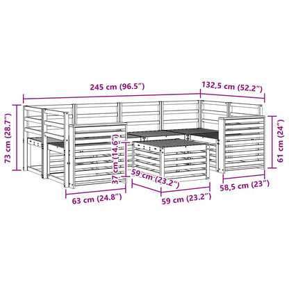 Outdoor Sofa Set 7 pcs White Solid Acacia Wood