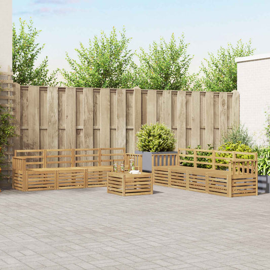 Outdoor Sofa Set 9 pcs White Solid Acacia Wood