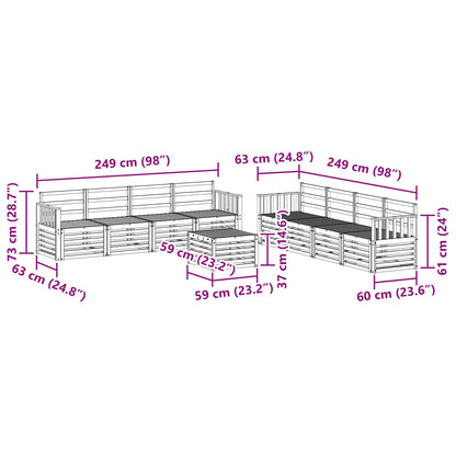 Outdoor Sofa Set 9 pcs White 59 x 59 x 37 cm Solid Acacia Wood