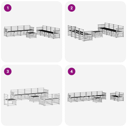Outdoor Sofa Set 9 pcs White 59 x 59 x 37 cm Solid Acacia Wood