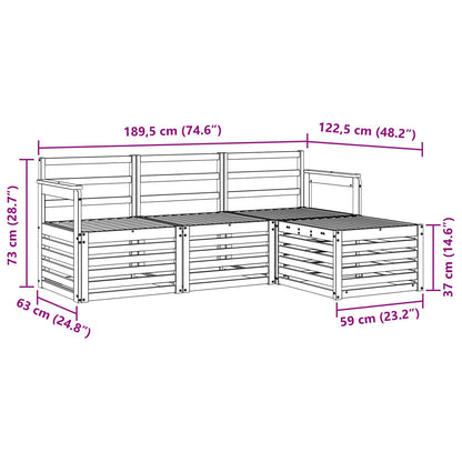 Outdoor Sofa Set 4 pcs White 189.5 x 122.5 x 73 cm