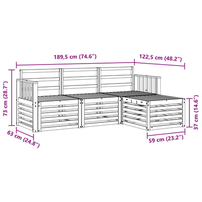 Outdoor Sofa Set 4 pcs White 189.5 x 122.5 x 73 cm