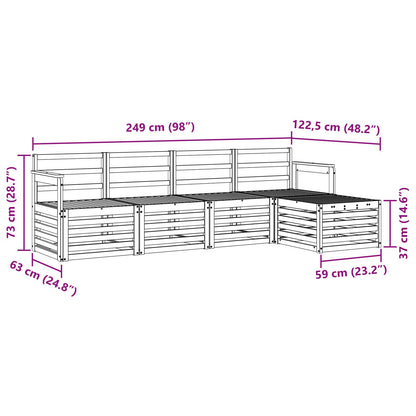 Outdoor Sofa Set 5 pcs White 249 x 122.5 x 73 cm