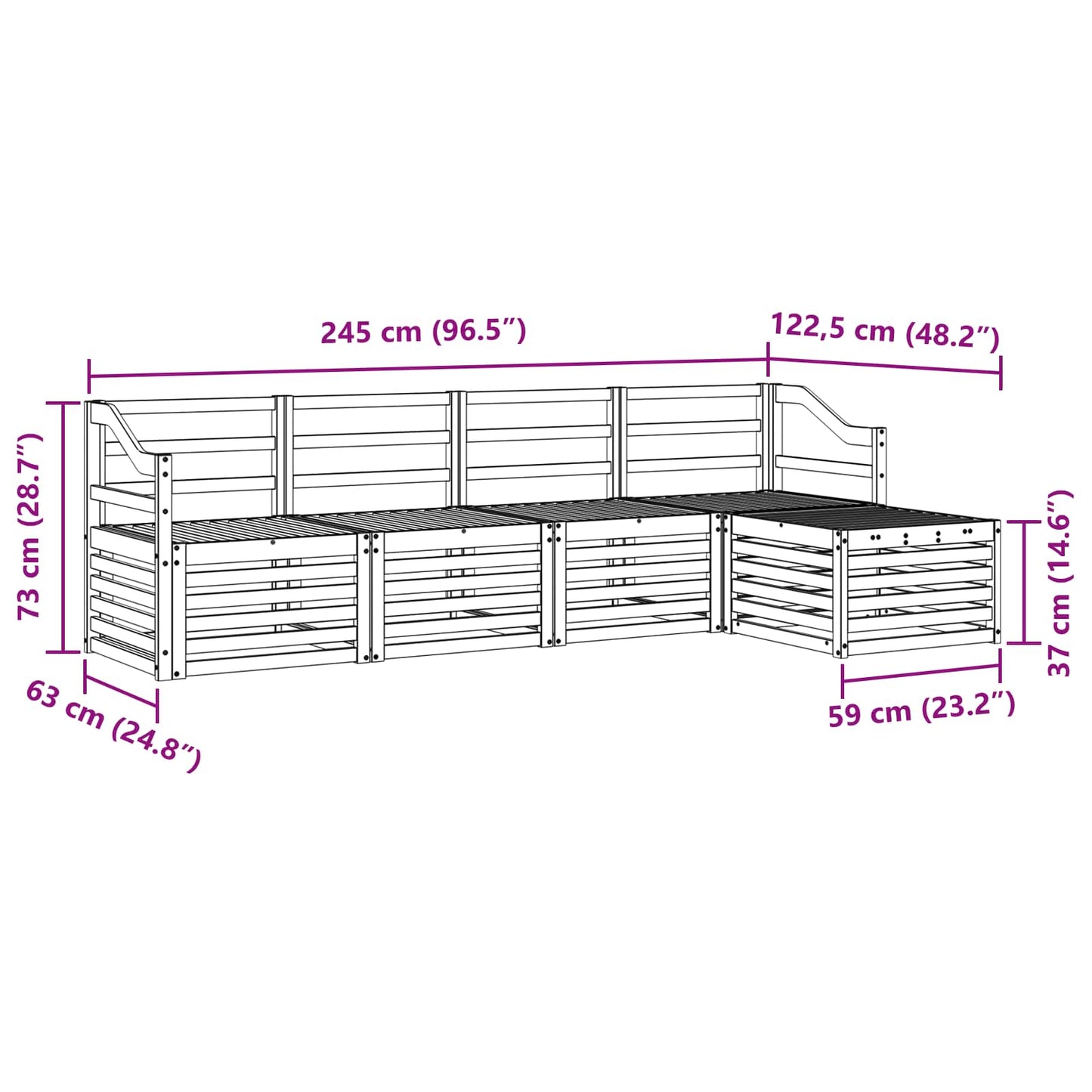 Outdoor Sofa Set 5 pcs White Solid Acacia Wood