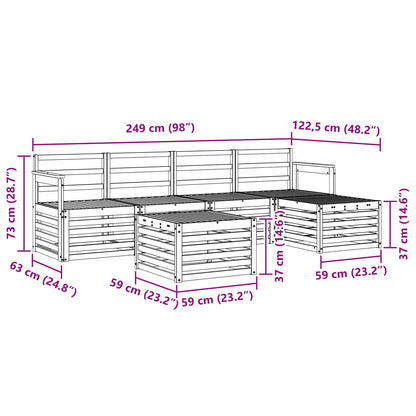 Outdoor Sofa Set 6 pcs White 59 x 59 x 37 cm Solid Acacia Wood