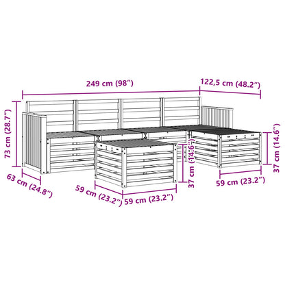 Outdoor Sofa Set 6 pcs White 59 x 59 x 37 cm Solid Acacia Wood