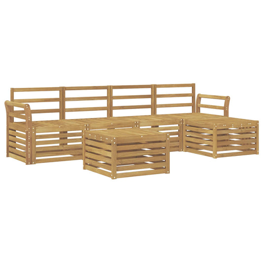 Outdoor Sofa Set 6 pcs White Solid Acacia Wood
